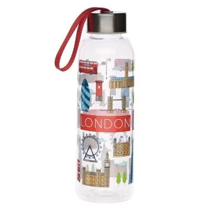 Image of London Icons 500ml Reusable Plastic Water Bottle with Metallic Lid