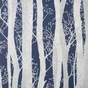 Image of Fresco Dappled Trees Wallpaper Navy Paper