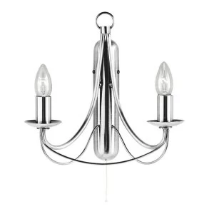 Image of 2 Light Candle Wall Light Satin Silver, E14