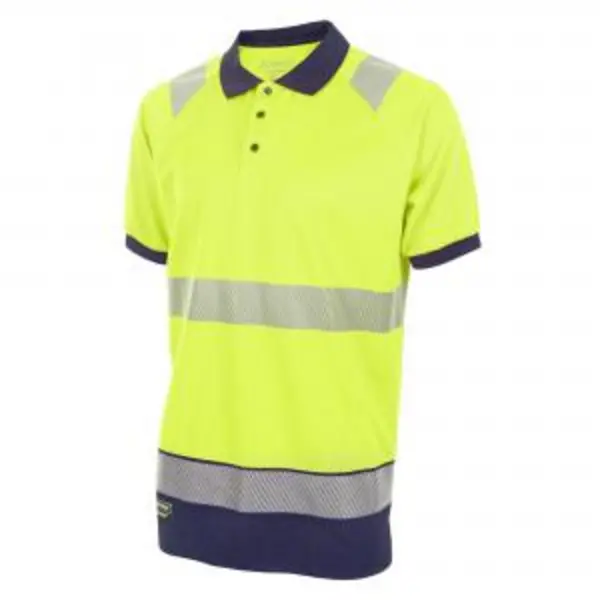 Image of Beeswift High Visibility Two Tone Polo Shirt Short Sleeve Saturn BESWHVTT010SYN3XL