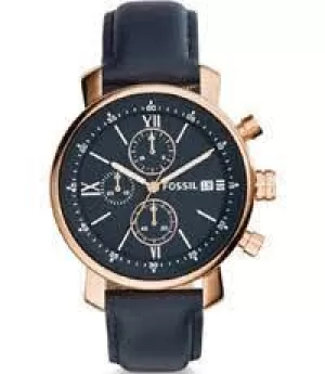 Image of Fossil Men Rhett Chronograph Navy Leather Watch