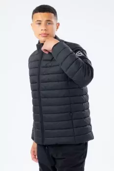 Image of HYPE UNISEX KIDS BLACK LIGHTWEIGHT PUFFER JACKET