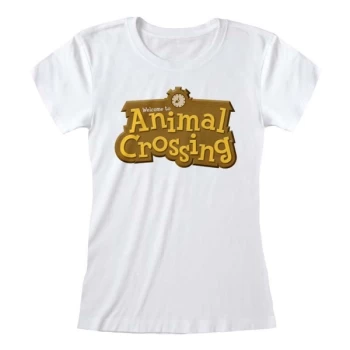 Image of Animal Crossing - 3D Logo Womens Medium T-Shirt - White