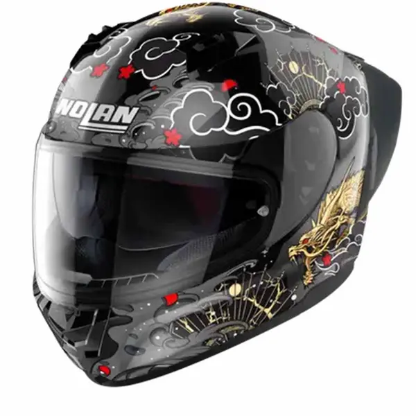 Image of Nolan N60-6 Sport Wyvern 024 Metal Black White Red Gold Full Face Helmet Size S