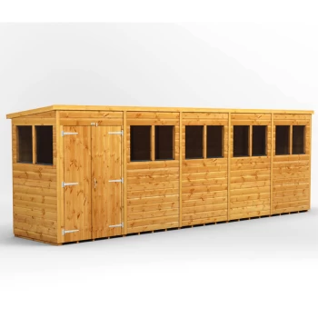 Image of 20x4 Power Pent Double Door Garden Shed - Brown