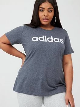 Image of adidas Essential Linear Tee (Curve) - Dark Grey Heather, Size 3X, Women