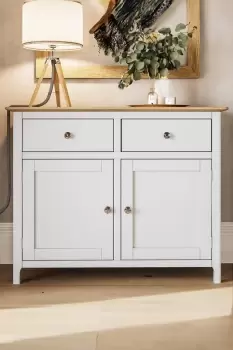 Image of 2 Door 2 Drawer Solid Oak Sideboard Ready Assembled Linen - Taberno