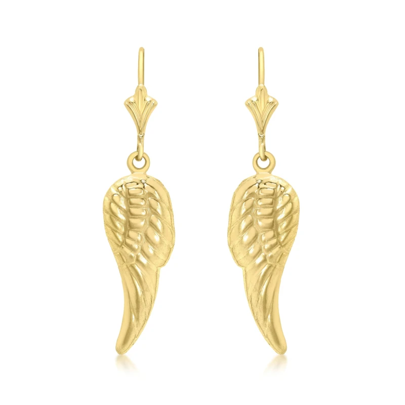 Image of Be You 9ct Gold Angel-Wing Drop Earrings Yellow Gold female One Size