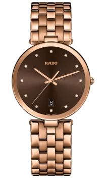 Image of RADO Florence Diamonds Quartz Rose Gold PVD Plated Brown Watch
