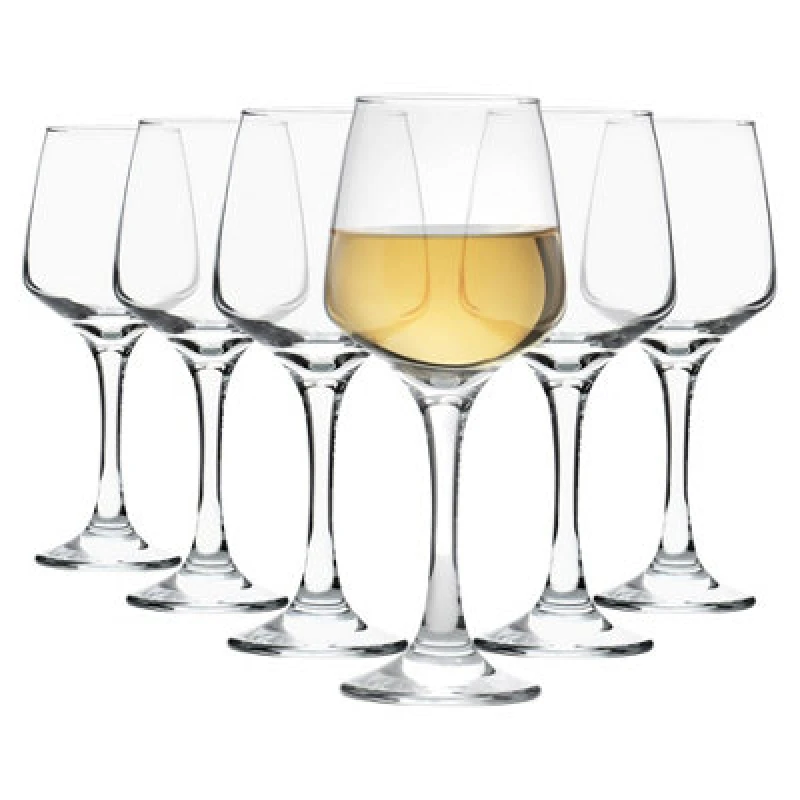 Image of LAV Lal White Wine Glasses - 295ml - Clear - Pack of 6 Clear unisex