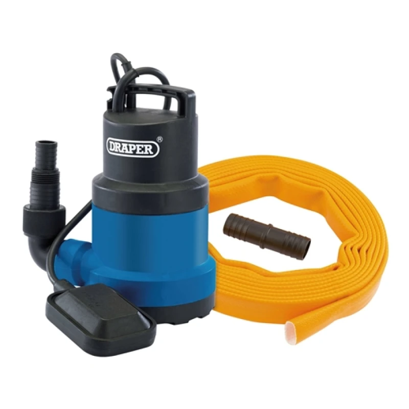 Image of Draper Submersible Clean Water Pump with Float Switch and Layflat Hose, 191L/min, 550W 12429