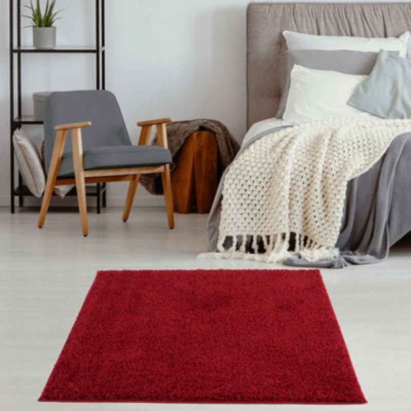 Image of The Rugs Myshaggy Collection Living Room Rugs Solid Design Red