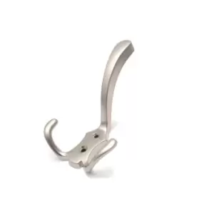 Image of GTV Triple Hat Coat Hanger Hook Door Wall Bath with Fixings - Colour Satin, Pack