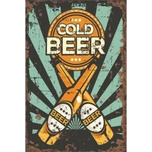 Image of Vintage Metal Sign Cold Beer