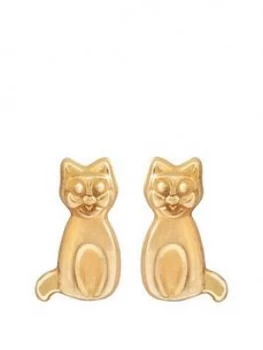 Image of Love Gold 9Ct Gold Cat Stud Earrings