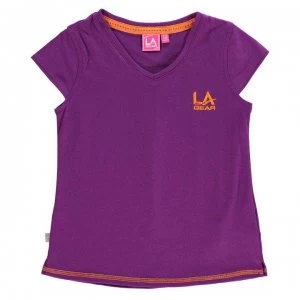 Image of LA Gear V Neck T Shirt Junior Girls - Purple
