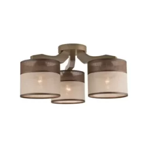 Image of Andrea Multi Arm Semi Flush Ceiling Light, Fabric Shade, Sonoma, 3x E27