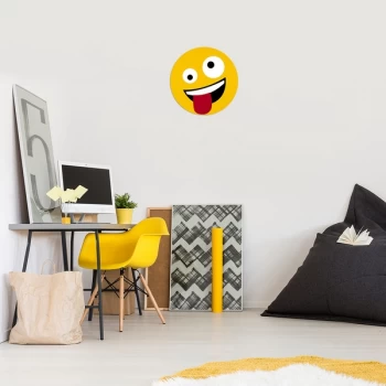 Image of Emoji - 12 Yellow Black White Red Decorative Wooden Wall Accessory