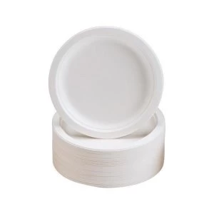 Image of Rigid Biodegradable Microwaveable Plates 180mm Diameter 1 x Pack of 50