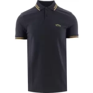 Image of BOSS Navy Slim Fit Paul Curved Logo Polo Shirt