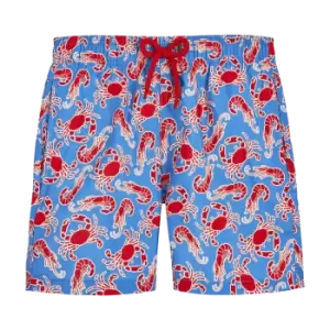 Image of Boys Ultra-light And Packable Swim Shorts Crabs & Shrimps - Jihin - Blue - Size 10 - Vilebrequin