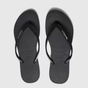 Image of Havaianas Slim Sparkle Sandals In Black