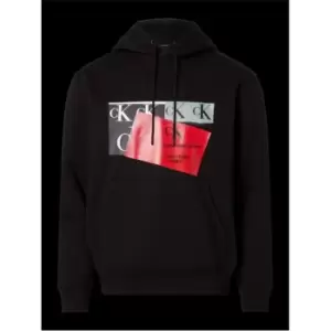 Image of Calvin Klein Jeans Disrupted Ck Box Urban Hoodie - Black