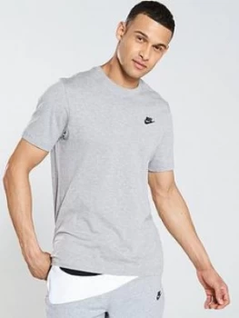 Image of Nike Sportswear Club T-Shirt - Dark Grey Heather, Grey Heather Size M Men