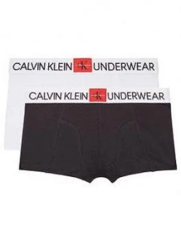 Image of Calvin Klein Boys 2 Pack Logo Waistband Boxer - White/Black