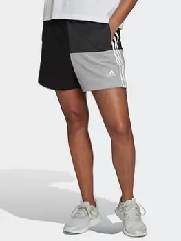 Image of adidas Essentials 3-stripes Colorblock Oversized Shorts, Black Size M Women