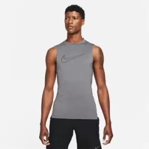 Image of Nike Dri-Fit Tight Sleeveless Top, Iron Grey/Black, Male, Compression Tops, DD1988-068