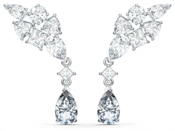 Image of Swarovski Tennis Deluxe Rhodium Plated Cluster Pierced Jewellery