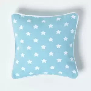 Image of Cotton Blue Stars Cushion Cover, 30 x 30cm - Blue - Homescapes