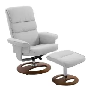 Image of HOMCOM Recliner Chair Ottoman Set 360 Swivel Sofa Wood Base - Grey