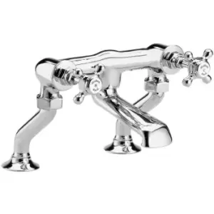 Image of White Topaz Crosshead Bath Filler Tap Pillar Mounted - Chrome - Hudson Reed