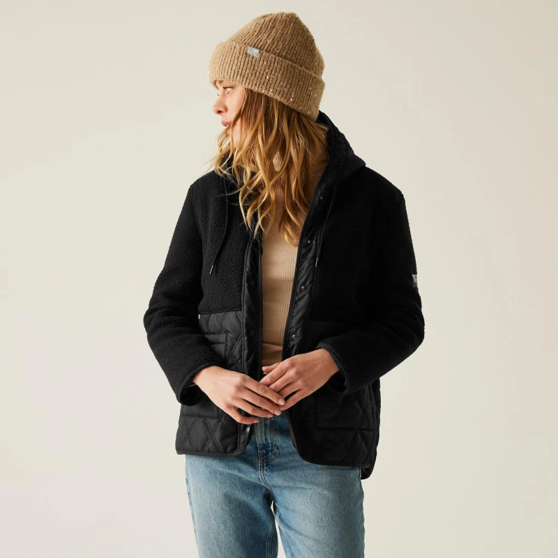 Image of Regatta Womens Mikayla Water-Resistant Hooded Quilted Jacket Black female 18