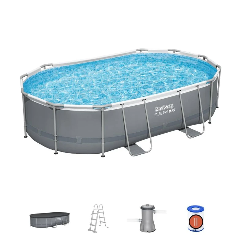 Image of Bestway Power Steel Oval Above Ground Pool Set 16' X 10' Multicolor Unisex