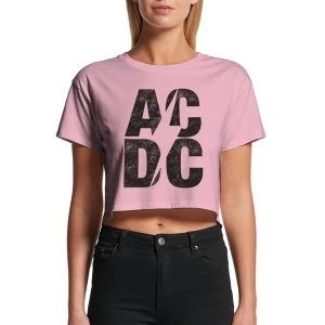 Image of Ac/Dc - Stacked Logo Womens Medium Crop Top - Pink