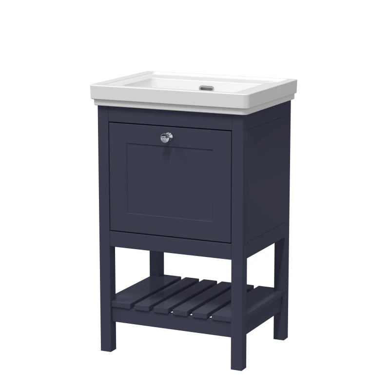 Image of Balterley Floor Standing 1 Drawer Vanity 0 Tap Hole Fireclay Basin Blue 500mm Blue