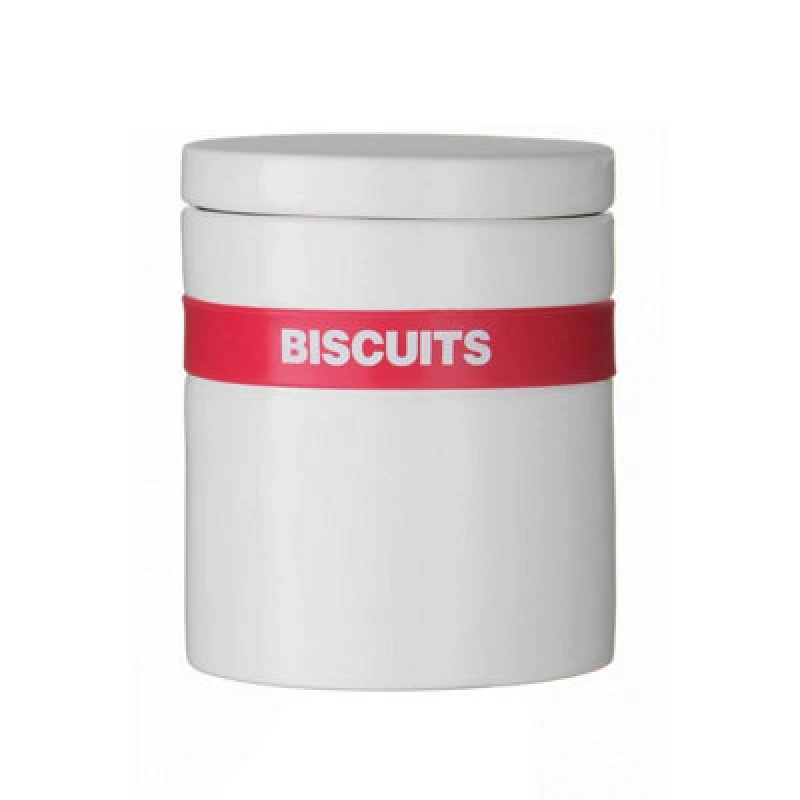 Image of Interiors by Premier Hot Pink Silicone Band Biscuit Jar White
