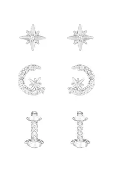 Image of Silver Crystal Cubic Zirconia Celestial Mixed Earrings - Pack of 3