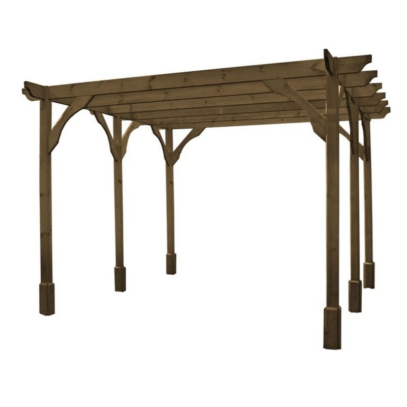 Image of Rutland County Garden Furniture Premium Pergola 6 Posts - Wood - L180 X W600 X H270 Cm - Rustic Brown