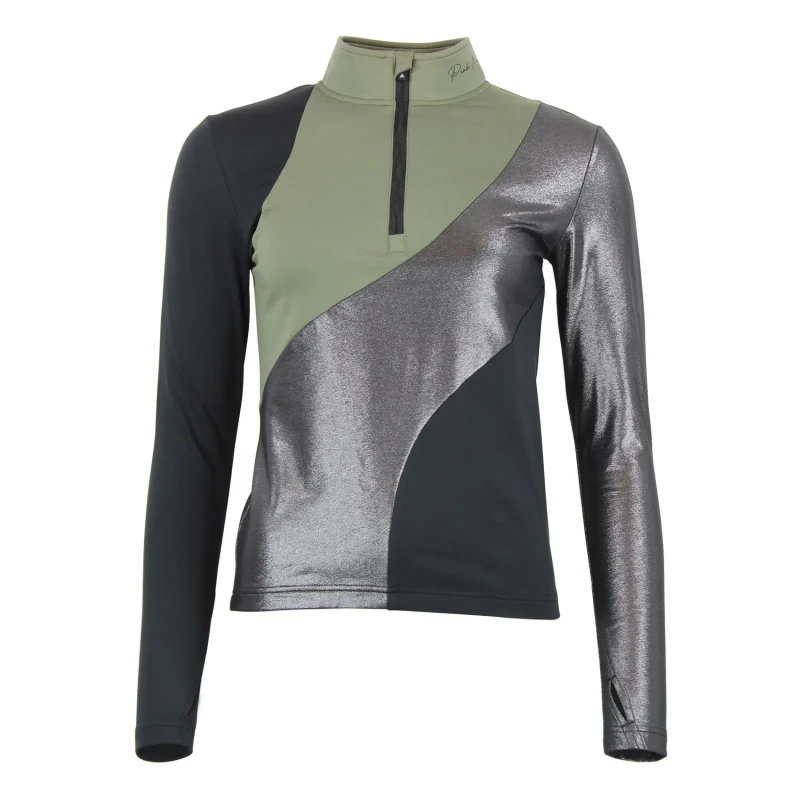Image of Womens long sleeve zip-up base layer Peak Mountain Aramis Vert Female S