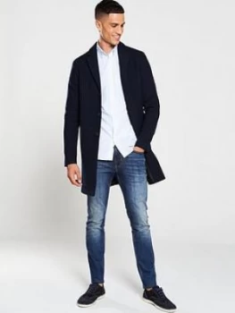 Image of Selected Homme Brove Wool Mix Coat - Navy