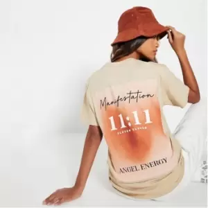 Image of I Saw It First Manifestation Graphic Print Oversized T Shirt - Neutral