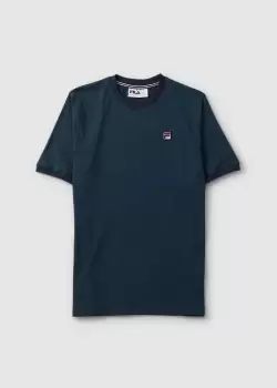 Image of Fila Mens Marconi Essential Ringer T-Shirt In Teal/Navy