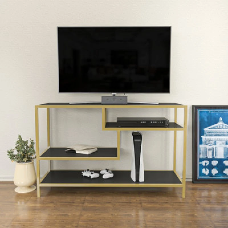 Image of Decorotika Robins TV Stand TV Unit TV Cabinet for TVs up to 55" Metallic Gold