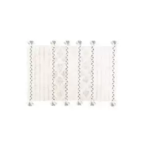 Image of The Linen Yard Diamond Tassel Bath Mat (One Size) (Charcoal/Ivory)