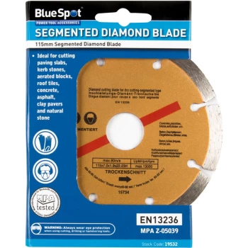 Image of Bluespot - 19532 115mm (4.5') Segmented Gold Diamond Dry Cutting Disc