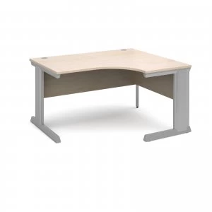Image of Vivo Right Hand Ergonomic Desk 1400mm - Silver Frame Maple Top
